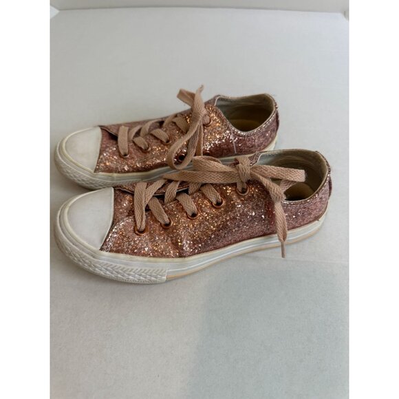 Converse Chuck Taylor All Star Low Top Rose Gold Glitter Sneakers Kids 13.5 - Picture 4 of 6